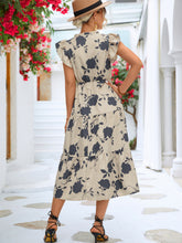 Floral V-Neck Tiered Midi Dress