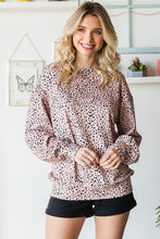 Leopard Print Round Neck Long Sleeve Sweatshirt