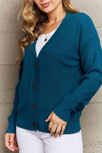 Full Size Button Down Cardigan in Teal