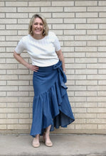 Denim Ruffle Wrap Skirt