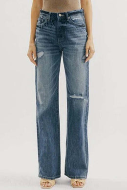 Wide Leg Distressed Jeans