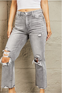 High Waist Cropped Straight Jeans