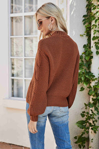 Mixed Knit Drop Shoulder Sweater